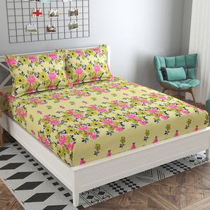 Bed Sheet Designs Design Green Floral 160 TC Cotton Double Size Bedsheet