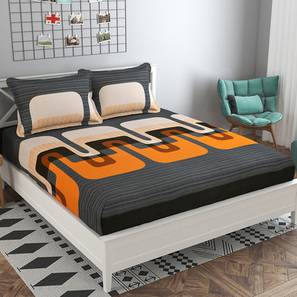 Beige Abstract 160 TC Cotton Double Size Bedsheet