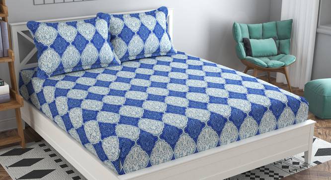Sofia Blue Abstract 160 TC Cotton Double Size Bedsheet with 2 Pillow Covers (Blue, Double Size) by Urban Ladder - Front View Design 1 - 485318