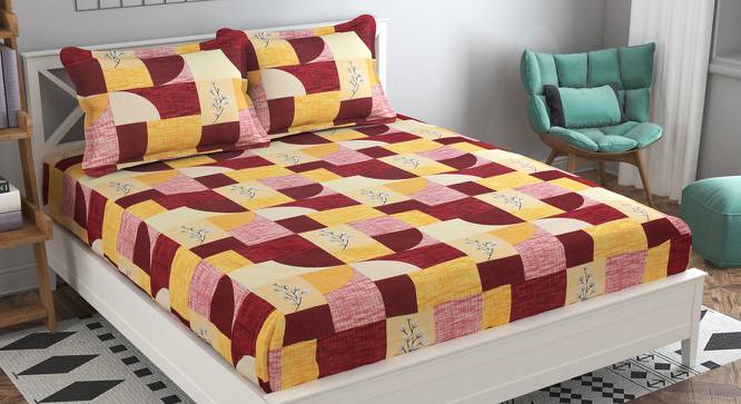 Alba Multicolor Geometric 160 TC Cotton Double Size Bedsheet with 2 Pillow Covers (Double Size, Multicolor) by Urban Ladder - Front View Design 1 - 485320