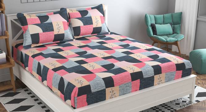 Julia Multicolor Geometric 160 TC Cotton Double Size Bedsheet with 2 Pillow Covers (Double Size, Multicolor) by Urban Ladder - Front View Design 1 - 485321