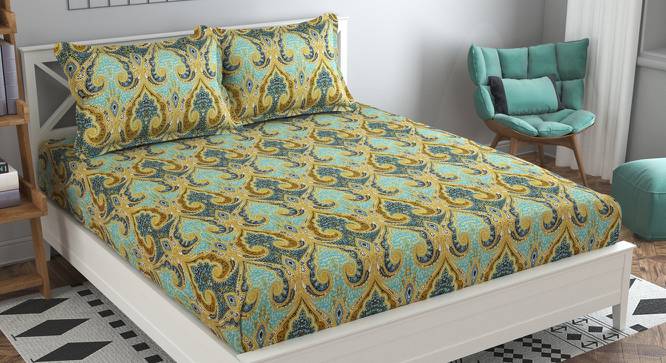 Emma Blue Abstract 160 TC Cotton Double Size Bedsheet with 2 Pillow Covers (Blue, Double Size) by Urban Ladder - Front View Design 1 - 485322