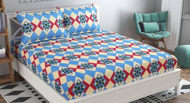 Laura Blue Abstract 160 TC Cotton Double Size Bedsheet with 2 Pillow Covers (Blue, Double Size) by Urban Ladder - Front View Design 1 - 485324