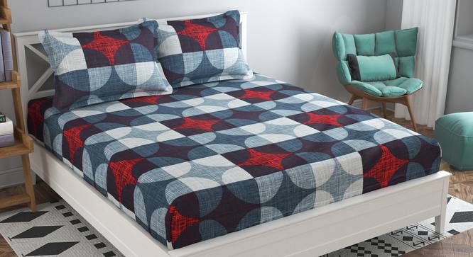 Laia Grey Geometric 160 TC Cotton Double Size Bedsheet with 2 Pillow Covers (Grey, Double Size) by Urban Ladder - Front View Design 1 - 485330