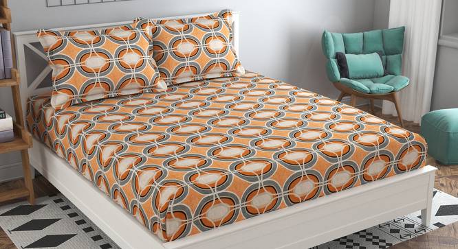 David Gold Abstract 160 TC Cotton Double Size Bedsheet with 2 Pillow Covers (Gold, Double Size) by Urban Ladder - Front View Design 1 - 485331
