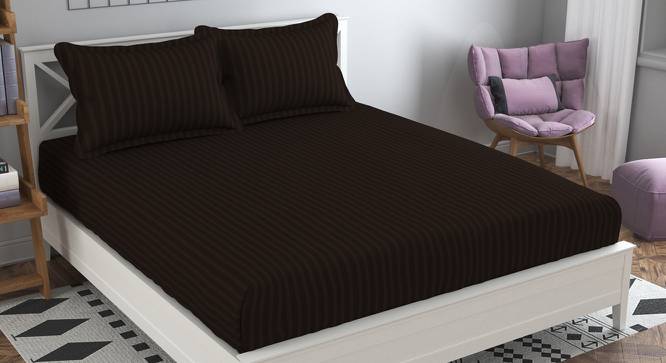 Manuel Brown Solid 210 TC Cotton King Size Bedsheet with 2 Pillow Covers (Brown, King Size) by Urban Ladder - Front View Design 1 - 485332