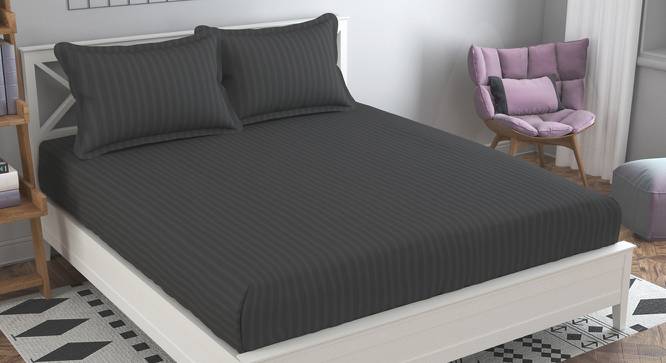 Alex Grey Solid 210 TC Cotton King Size Bedsheet with 2 Pillow Covers (Grey, King Size) by Urban Ladder - Front View Design 1 - 485336