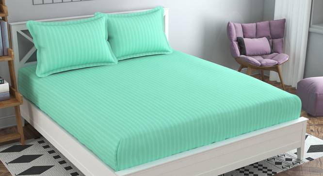 Carlos Green Solid 210 TC Cotton King Size Bedsheet with 2 Pillow Covers (Green, King Size) by Urban Ladder - Front View Design 1 - 485337