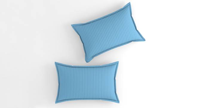 Izan Blue Solid 210 TC Cotton King Size Bedsheet with 2 Pillow Covers (Blue, King Size) by Urban Ladder - Cross View Design 1 - 485355