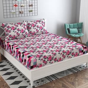 Bedsheets Design Pink Floral 160 TC Cotton Double Size Bedsheet