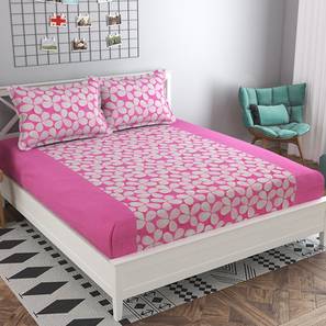 Pink Floral 160 TC Cotton Double Size Bedsheet
