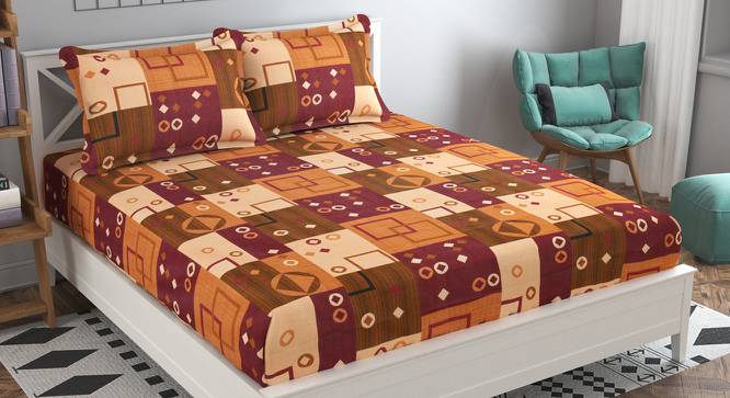 Martina Brown Geometric 160 TC Cotton Double Size Bedsheet with 2 Pillow Covers (Brown, Double Size) by Urban Ladder - Front View Design 1 - 485417