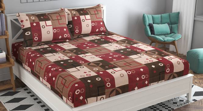 Paula Purple Geometric 160 TC Cotton Double Size Bedsheet with 2 Pillow Covers (Purple, Double Size) by Urban Ladder - Front View Design 1 - 485418