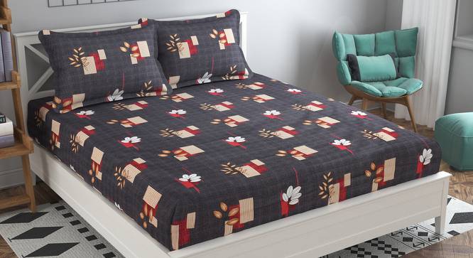 Alma Grey Abstract 160 TC Cotton Double Size Bedsheet with 2 Pillow Covers (Grey, Double Size) by Urban Ladder - Front View Design 1 - 485429