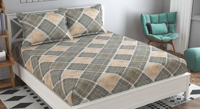 Martin Grey Abstract 160 TC Cotton Double Size Bedsheet with 2 Pillow Covers (Grey, Double Size) by Urban Ladder - Front View Design 1 - 485430