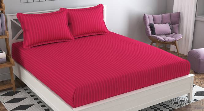 Marc Pink Solid 210 TC Cotton King Size Bedsheet with 2 Pillow Covers (Pink, King Size) by Urban Ladder - Front View Design 1 - 485433