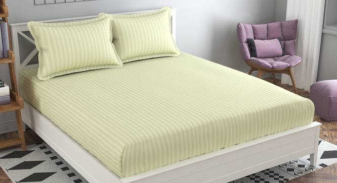 Jorge Ivory Solid 210 TC Cotton King Size Bedsheet with 2 Pillow Covers (Ivory, King Size) by Urban Ladder - Front View Design 1 - 485434