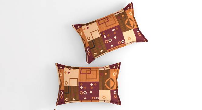 Martina Brown Geometric 160 TC Cotton Double Size Bedsheet with 2 Pillow Covers (Brown, Double Size) by Urban Ladder - Cross View Design 1 - 485436