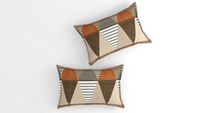 Vera Brown Geometric 160 TC Cotton Double Size Bedsheet with 2 Pillow Covers (Brown, Double Size) by Urban Ladder - Cross View Design 1 - 485446