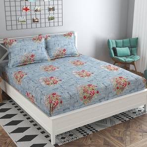Silver Floral 160 TC Cotton Double Size Bedsheet