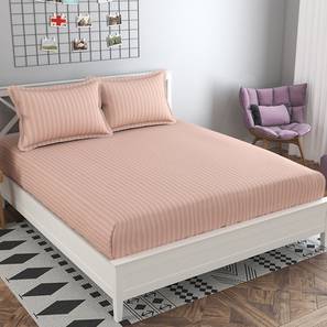 Peach Solids 210 TC Cotton King Size Bedsheet-image-4