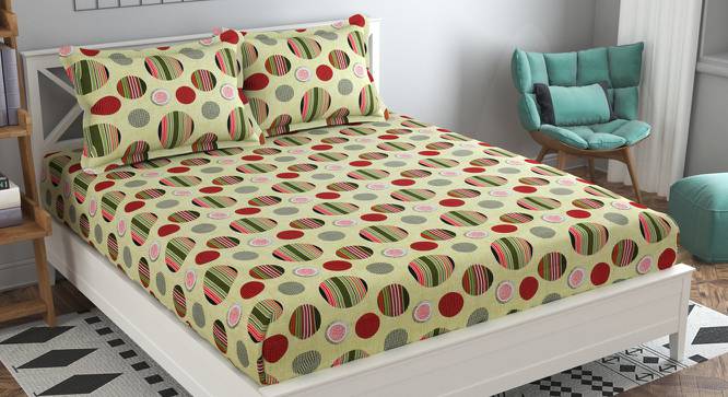 Pablo Multicolor Geometric 160 TC Cotton Double Size Bedsheet with 2 Pillow Covers (Double Size, Multicolor) by Urban Ladder - Front View Design 1 - 485522