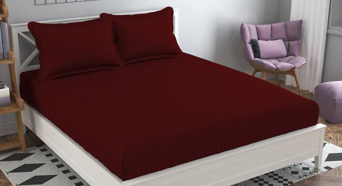 Javier Maroon Solid 210 TC Cotton King Size Bedsheet with 2 Pillow Covers (Maroon, King Size) by Urban Ladder - Front View Design 1 - 485527