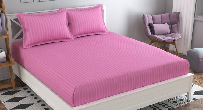 Nicolas Pink Solid 210 TC Cotton King Size Bedsheet with 2 Pillow Covers (Pink, King Size) by Urban Ladder - Front View Design 1 - 485528