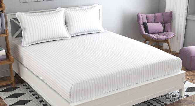 Leo White Solid 210 TC Cotton King Size Bedsheet with 2 Pillow Covers (White, King Size) by Urban Ladder - Front View Design 1 - 485529