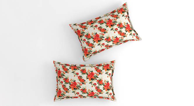 Carla Orange Floral 160 TC Cotton Double Size Bedsheet with 2 Pillow Covers (Orange, Double Size) by Urban Ladder - Cross View Design 1 - 485537