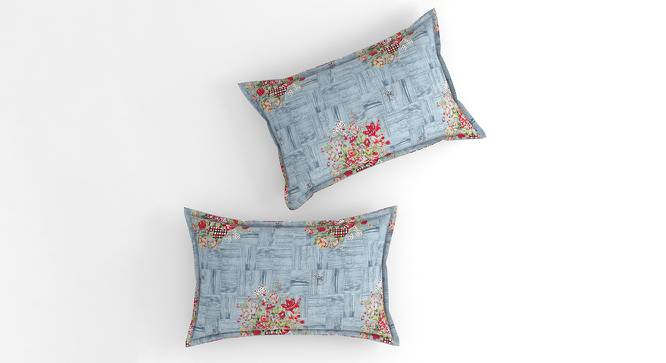 Valeria Silver Floral 160 TC Cotton Double Size Bedsheet with 2 Pillow Covers (Silver, Double Size) by Urban Ladder - Cross View Design 1 - 485538