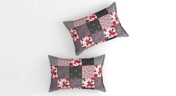 Hugo Red Floral 160 TC Cotton Double Size Bedsheet with 2 Pillow Covers (Red, Double Size) by Urban Ladder - Cross View Design 1 - 485541