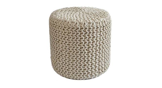 Jade Fabric Pouffe in Cream Colour (Cream) by Urban Ladder - Front View Design 1 - 485611
