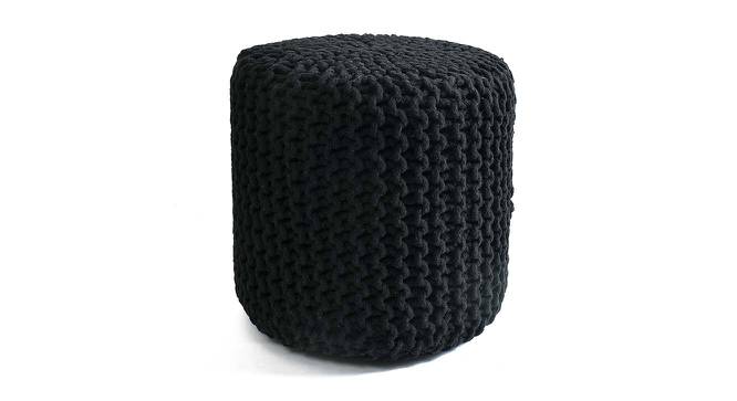 Jade Fabric Pouffe in Black Colour (Black) by Urban Ladder - Front View Design 1 - 485612