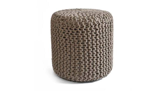 Jade Fabric Pouffe in Mouse Colour (Brown) by Urban Ladder - Front View Design 1 - 485613