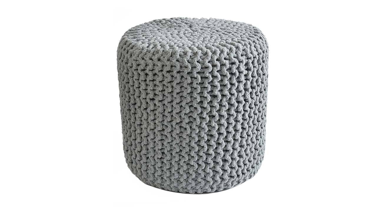 Jade Fabric Pouffe in Grey Colour Urban Ladder