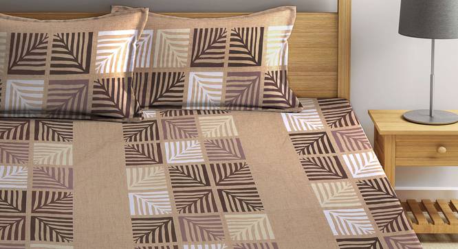Johnson Brown Geometric 210 TC Cotton King Size Bedsheet With 2 Pillow Covers (Brown, King Size) by Urban Ladder - Front View Design 1 - 485658