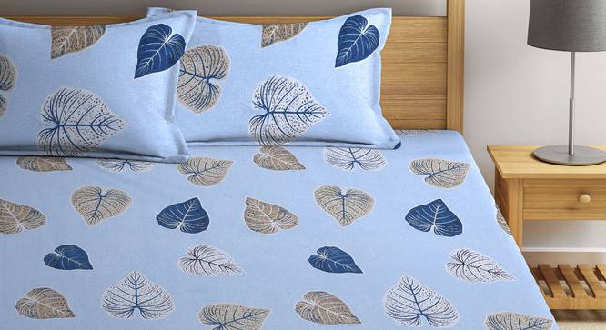 Rawnie Blue Floral 210 TC Cotton King Size Bedsheet With 2 Pillow Covers (Blue, King Size) by Urban Ladder - Front View Design 1 - 485664