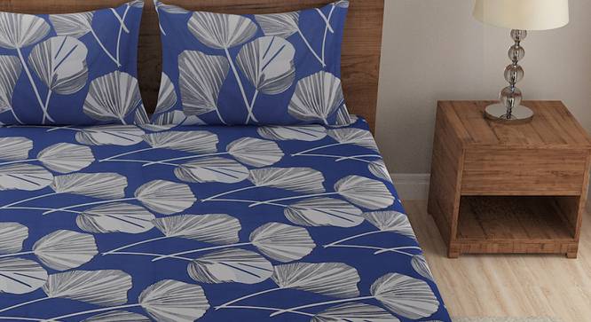 Hardin Blue Floral 210 TC Polycotton King Size Bedsheet With 2 Pillow Covers (Blue, King Size) by Urban Ladder - Cross View Design 1 - 485666