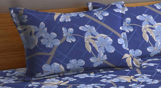Eldon Blue Floral 210 TC Cotton King Size Bedsheet With 2 Pillow Covers (Blue, King Size) by Urban Ladder - Cross View Design 1 - 485668