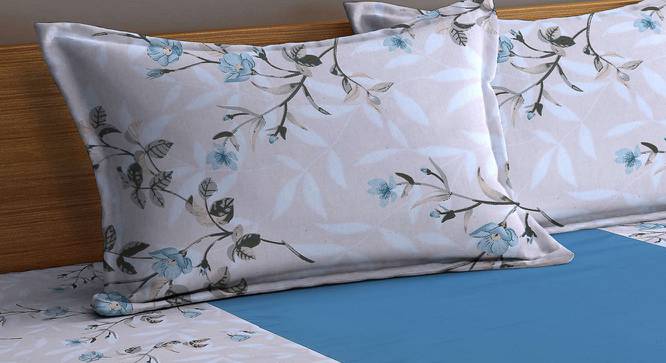 Bryden Blue Floral 210 TC Cotton King Size Bedsheet With 2 Pillow Covers (Blue, King Size) by Urban Ladder - Cross View Design 1 - 485672
