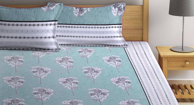 Henderson Green Floral 210 TC Cotton King Size Bedsheet With 2 Pillow Covers (Green, King Size) by Urban Ladder - Front View Design 1 - 485710
