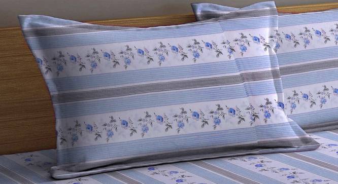Carlisle Blue Floral 210 TC Cotton King Size Bedsheet With 2 Pillow Covers (Blue, King Size) by Urban Ladder - Cross View Design 1 - 485717