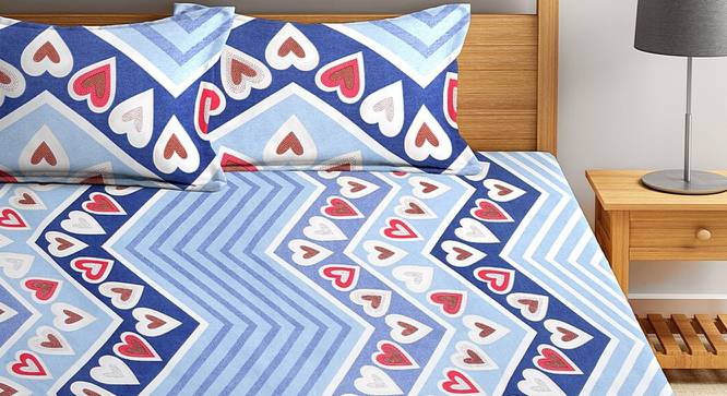 Blakeley Blue Abstract 210 TC Polycotton King Size Bedsheet With 2 Pillow Covers (Blue, King Size) by Urban Ladder - Front View Design 1 - 485748