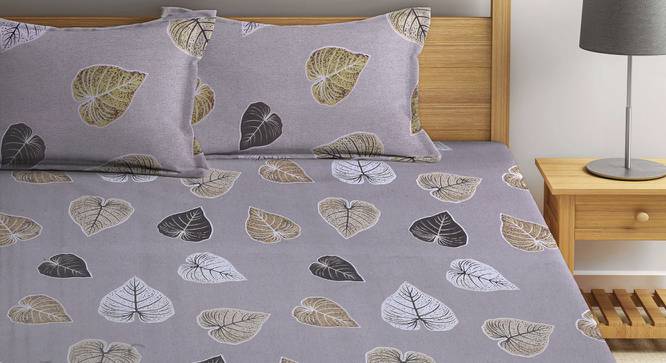 Hasting Grey Floral 210 TC Cotton King Size Bedsheet With 2 Pillow Covers (Grey, King Size) by Urban Ladder - Front View Design 1 - 485752
