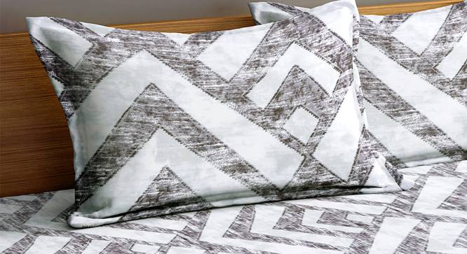 Marlen Grey Abstract 210 TC Polycotton King Size Bedsheet With 2 Pillow Covers (Grey, King Size) by Urban Ladder - Cross View Design 1 - 485758