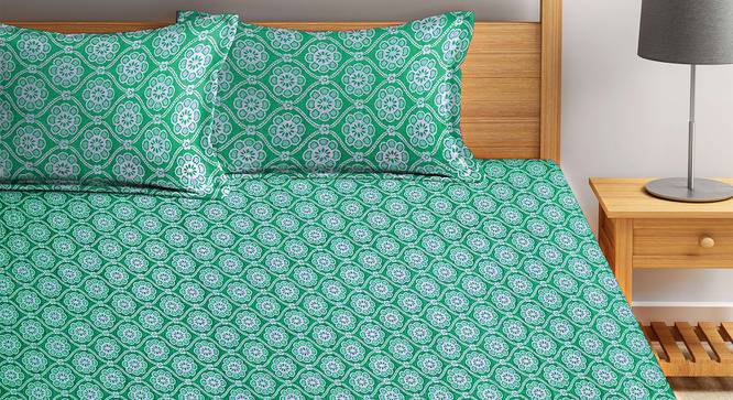 Dixon Green Abstract 210 TC Cotton King Size Bedsheet With 2 Pillow Covers (Green, King Size) by Urban Ladder - Front View Design 1 - 485793