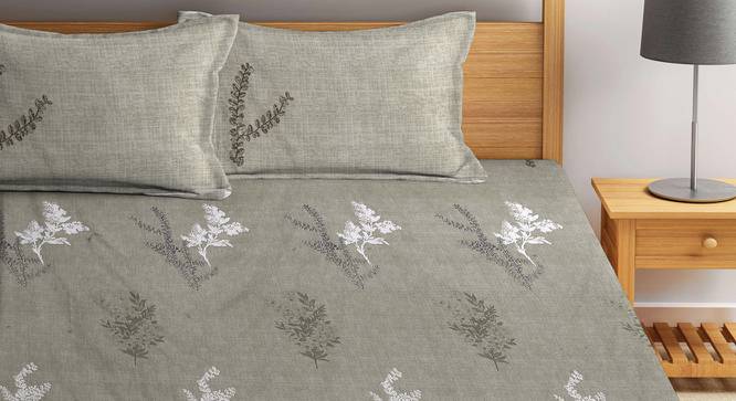 Tory Beige Floral 210 TC Polycotton King Size Bedsheet With 2 Pillow Covers (Beige, King Size) by Urban Ladder - Front View Design 1 - 485800