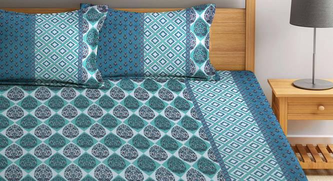 Goldy Multicolor Geometric 210 TC Cotton King Size Bedsheet With 2 Pillow Covers (King Size, Multicolor) by Urban Ladder - Front View Design 1 - 485884