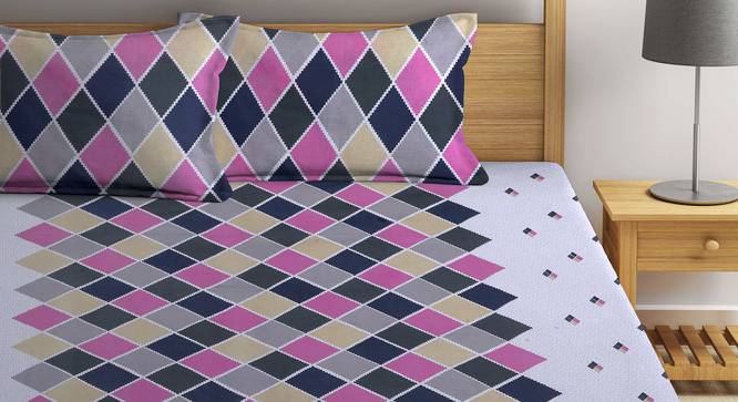 Patton Multicolor Geometric 210 TC Cotton King Size Bedsheet With 2 Pillow Covers (King Size, Multicolor) by Urban Ladder - Front View Design 1 - 485934